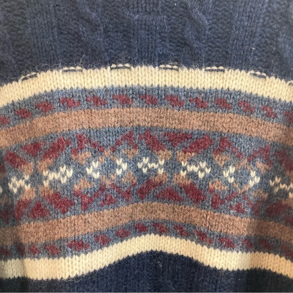 TT & CO SPORT Sz S Oversized 100% Wool Nordic Cable Fisherman Vibe Sweater - Picture 9 of 9